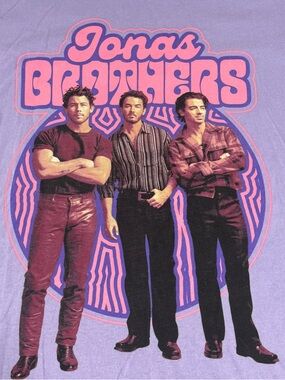 Jonas Brothers Graphic Tee S Lavender Purple 70s Retro Style Band Merch Concert